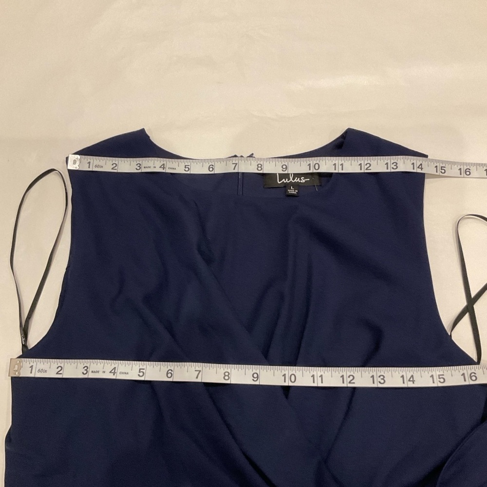 NWT Lulus Zealous Love Navy Tie Front Dress Sleeveless with Pockets Navy Large - Picture 9 of 13